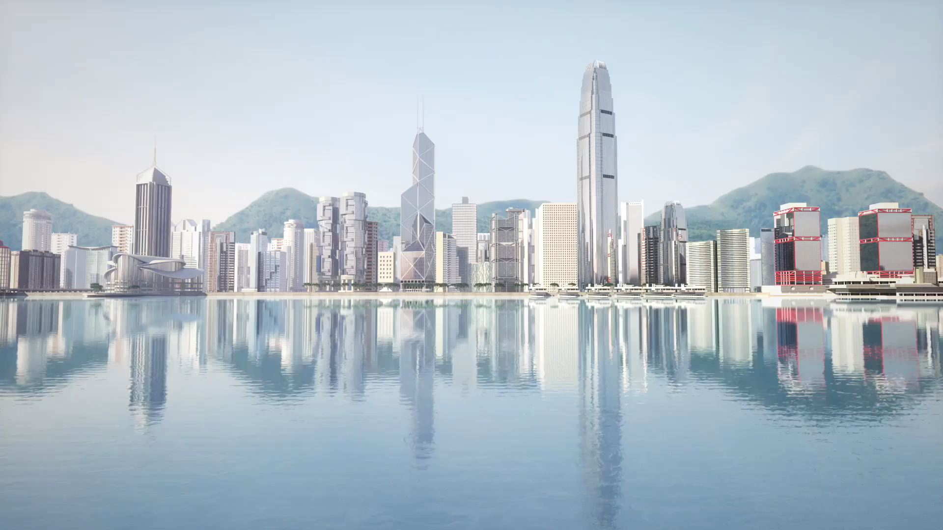 3D Animated Hong Kong Skyline