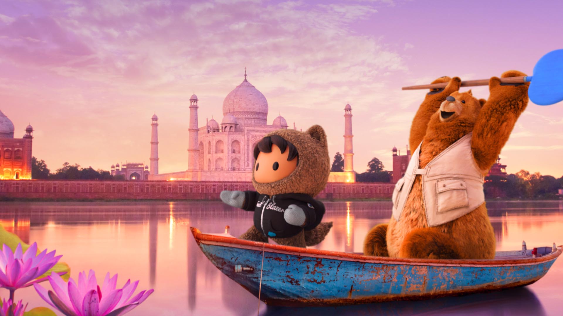 Astro and Codey rowing boat in India