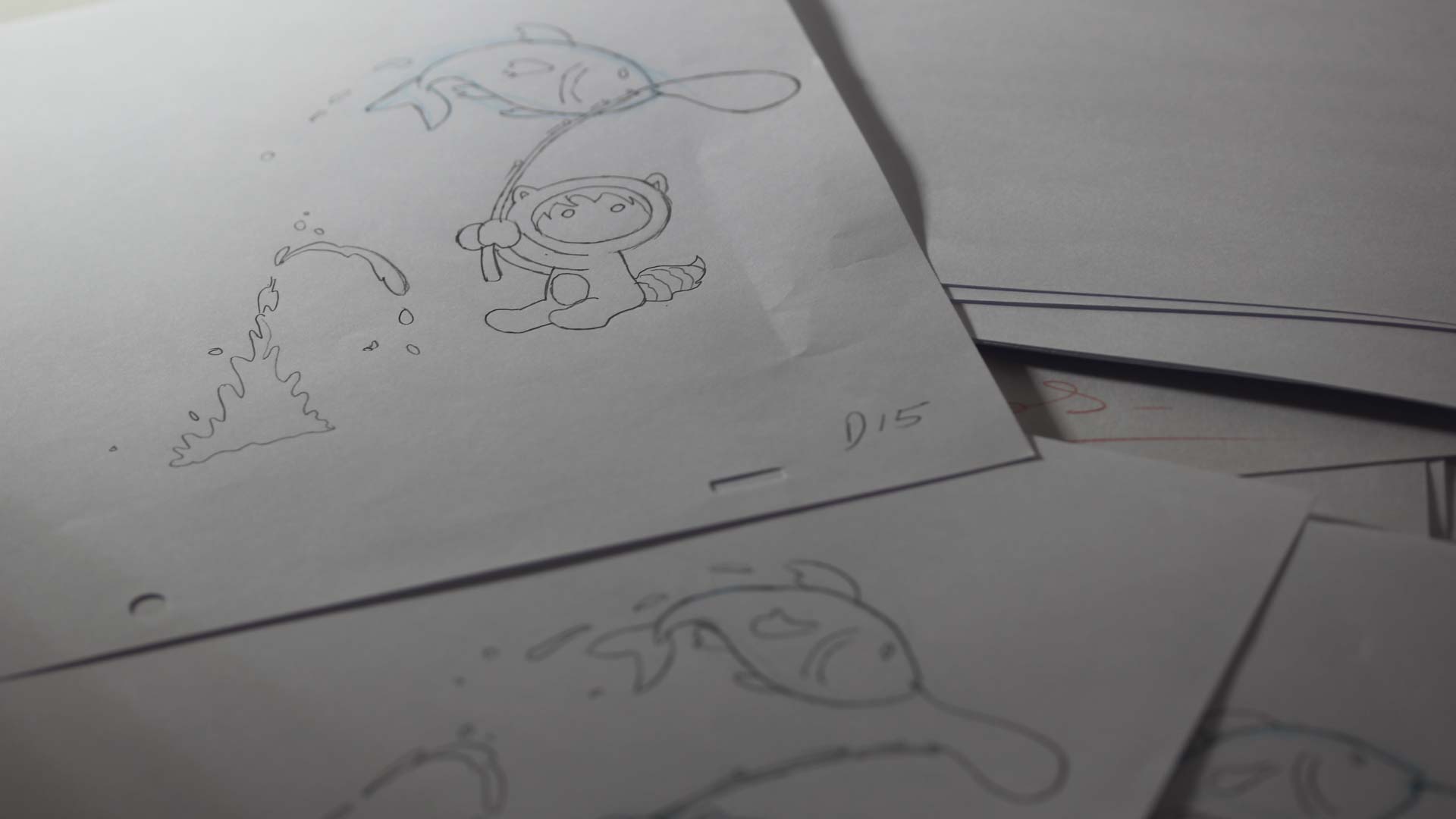 Stack of hand drawn animation in studio