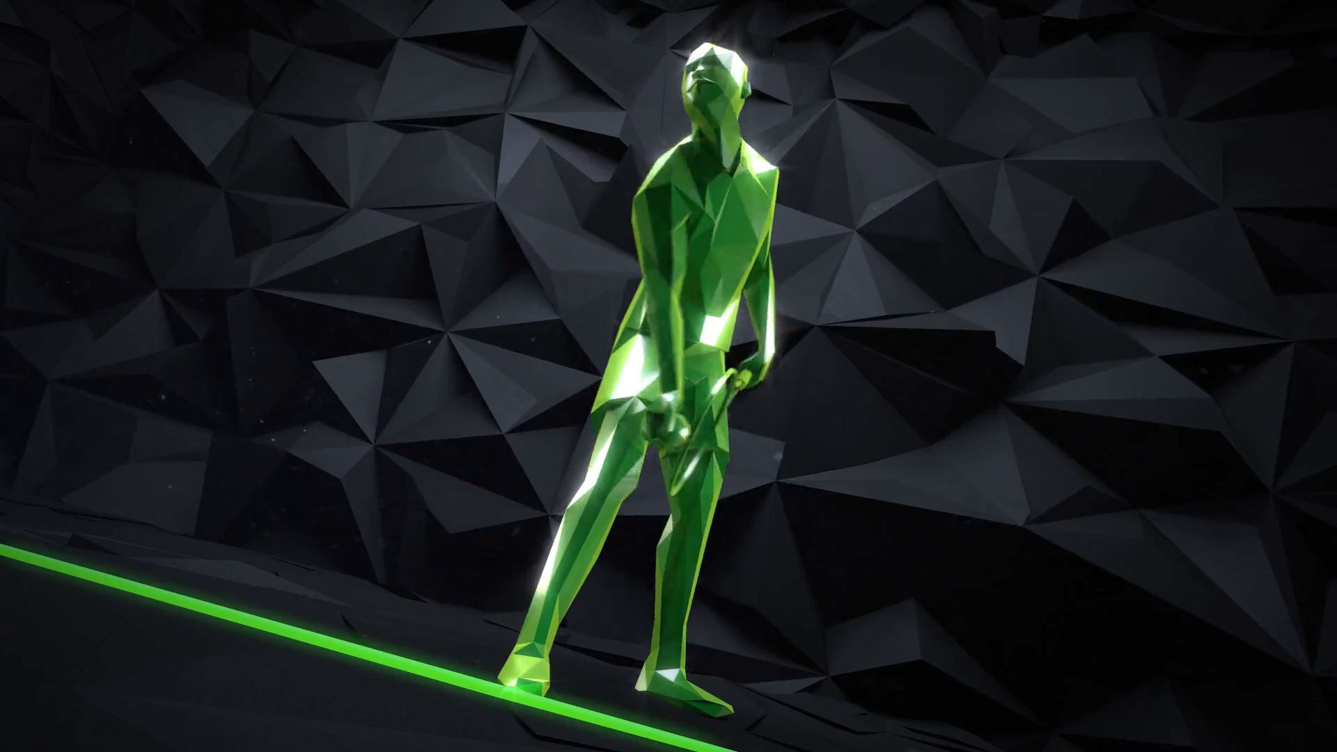3D animated tennis player getting ready to serve.