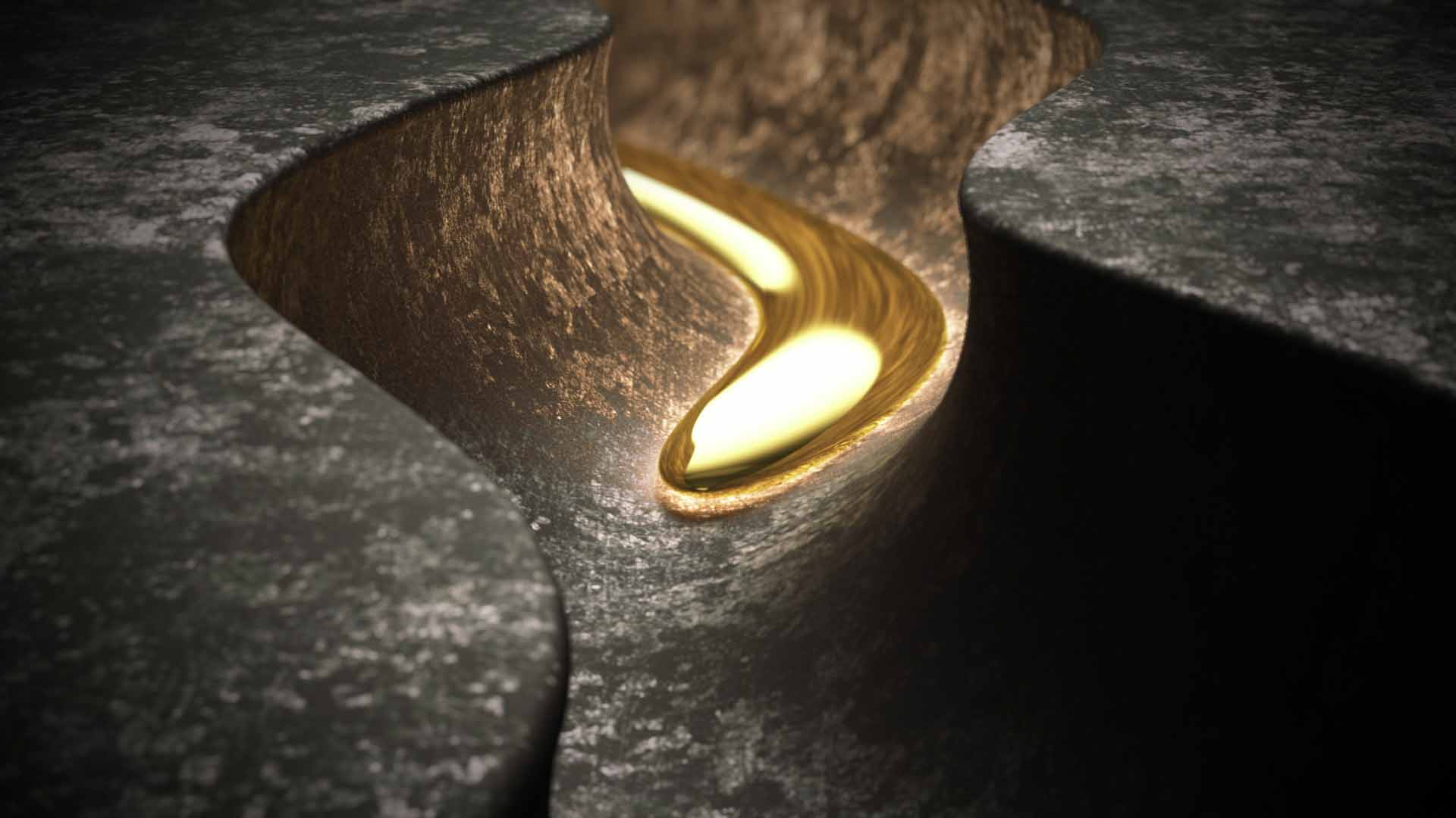 CG liquid gold flows through a channel