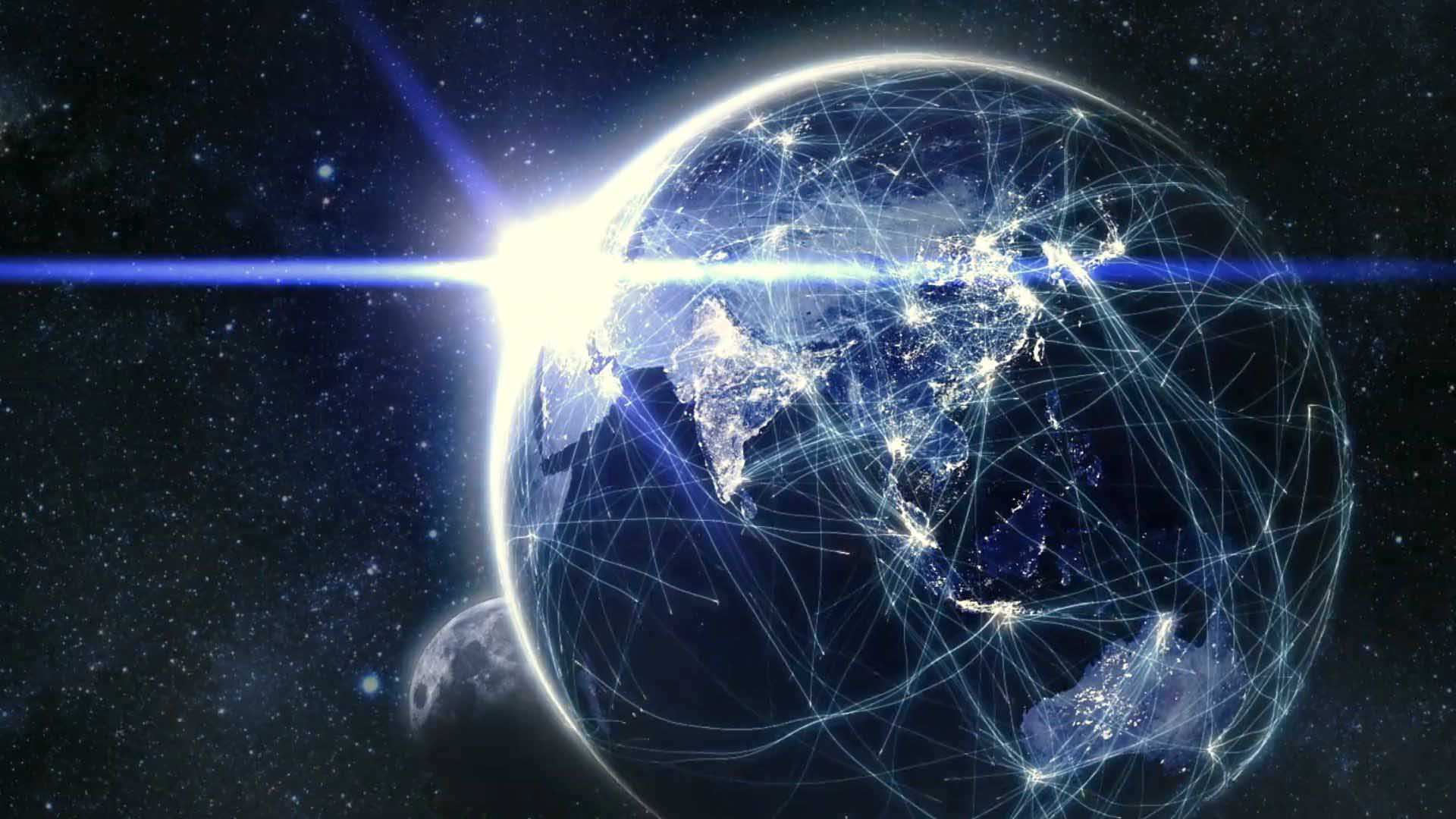 A CG globe encompassed in lines of connectivity.