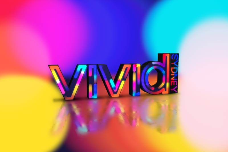 Thumbnail of video of work done by Treacle for Vivid Sydney 2022 and create content for their giant LED letter signage for their launch in just 2 weeks